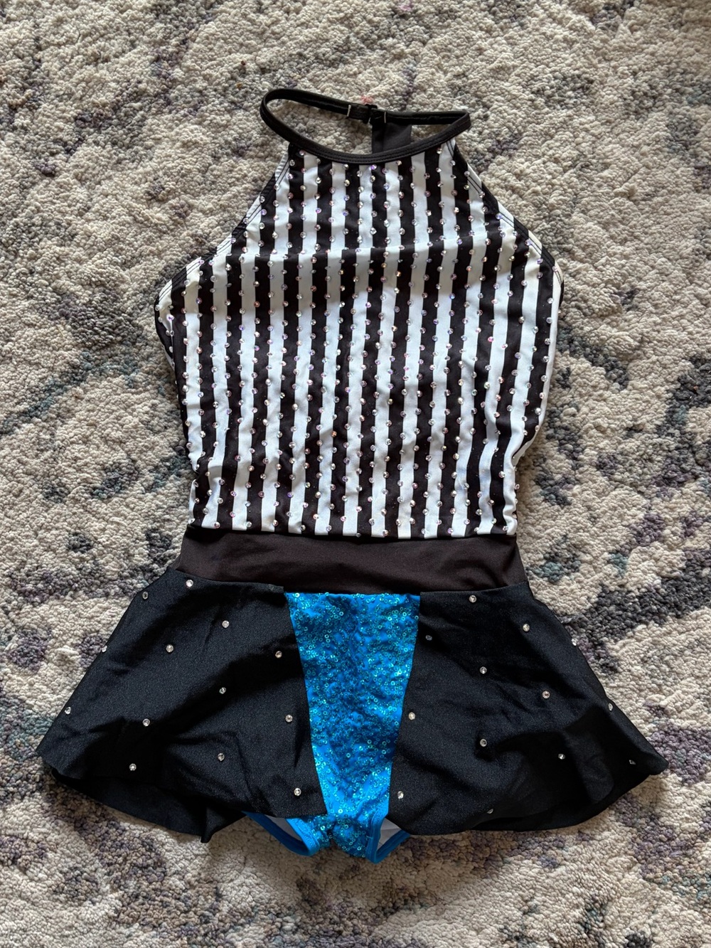 Stardom Striped Blue Sparkle Dance Costume